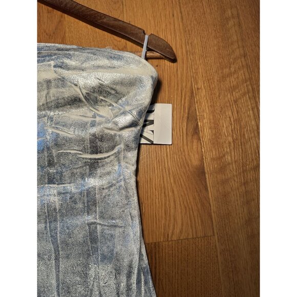 NWT ZARA Strapless Silver Coated Bodycon Midi/Maxi Dress – Shiny Metallic Night- - Picture 6 of 7